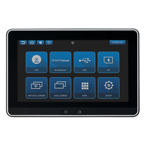 ADVSB10UHD2 - Dual 10.1" Seat-Back Entertainment System Dual Android, Single DVD, HDMI, SD, USB, and Touch Screen Interface