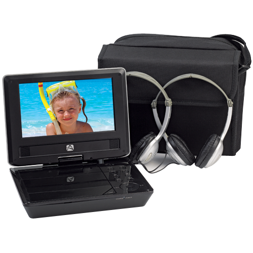 D710PK - 7-inch portable DVD player with car headrest mounting and cabling kit - 2 hour playback time