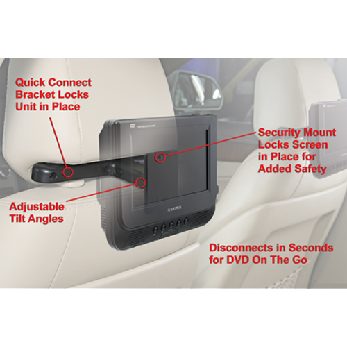 D7121ESK - 7 inch dual-screen portable DVD player with headrest mount and carry bag