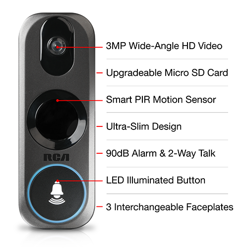 HSDB2A - Video  Doorbell  Camera  with  HD  Live  Stream  and  Free  Recording