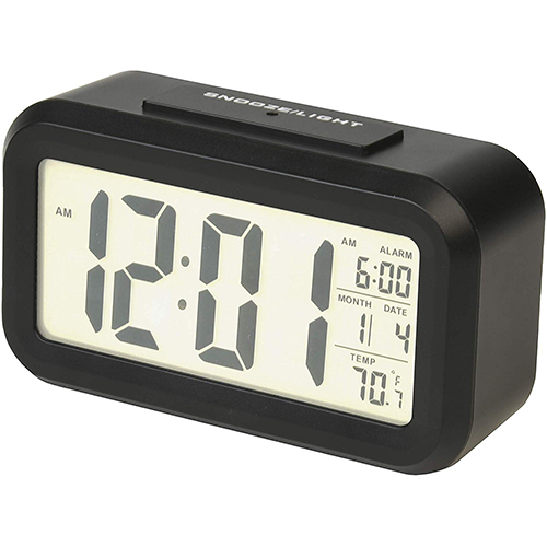 RCD11A - Portable Alarm Clock with Auto Night Light Sensor, Temperature & Calendar