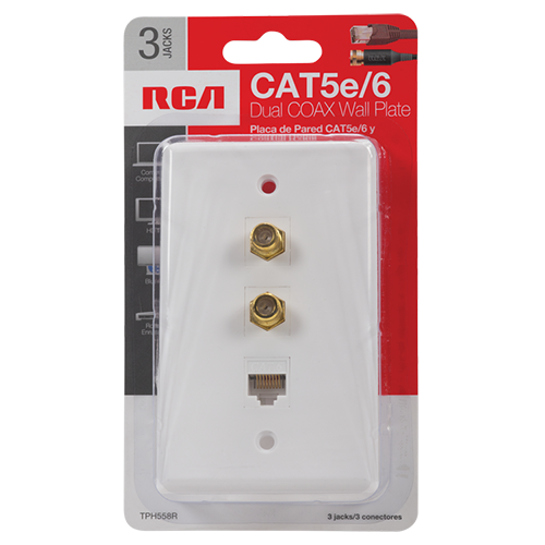 TPH558R - CAT5e/6 Dual Coax Wall Plate